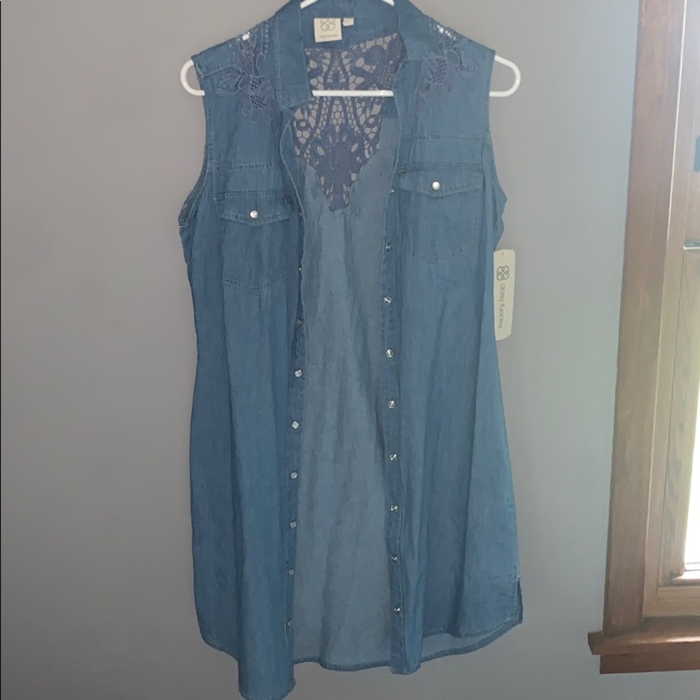Medium Length Denim Tank-Top Dress